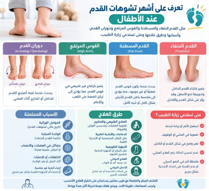 تشوهات القدم الشائعة عند الأطفال وعلاجها